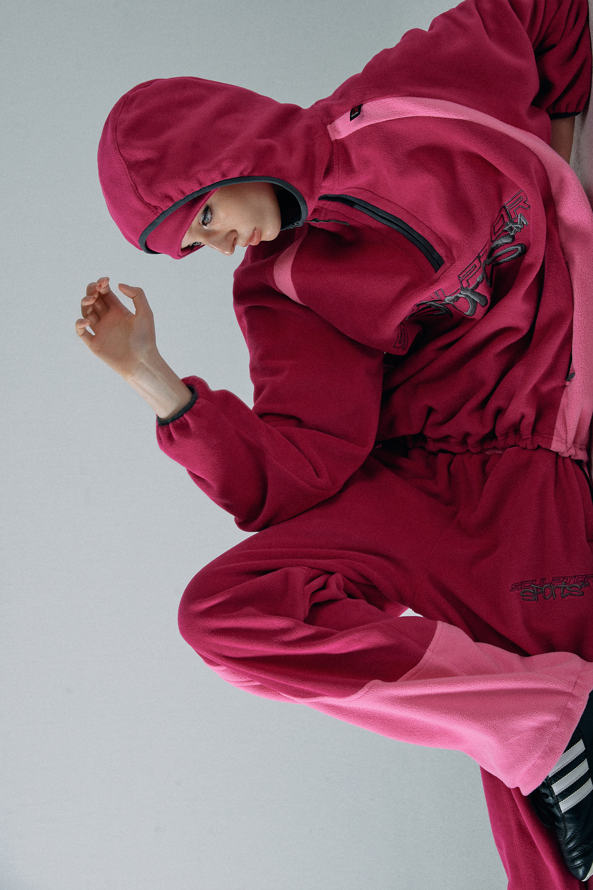 POLARTEC® Color Block Anorak Pullover Hot Pink