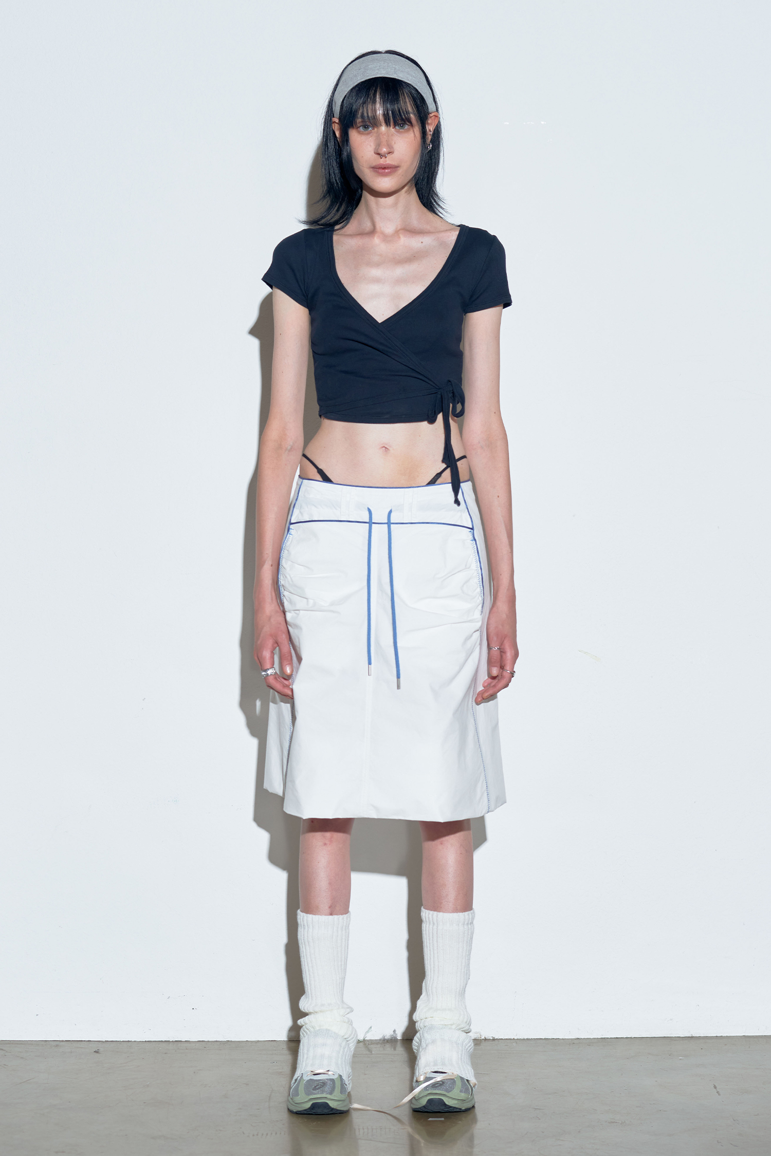 Shirring Lowrise Midi Skirt White